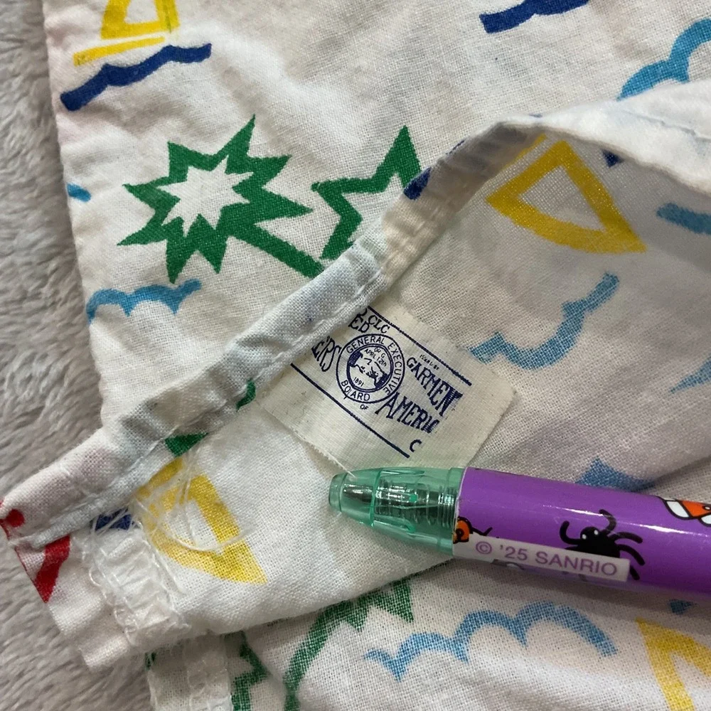 Vintage OshKosh Bgosh Kids Sailboat Palm Tree Button Up White Sz 6 USA 90s Kids